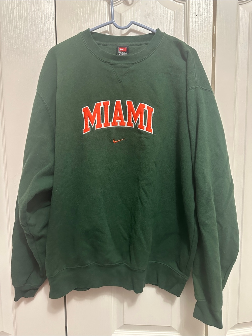Nike Men Dark Green Crewneck with Orange Miami Logo XL